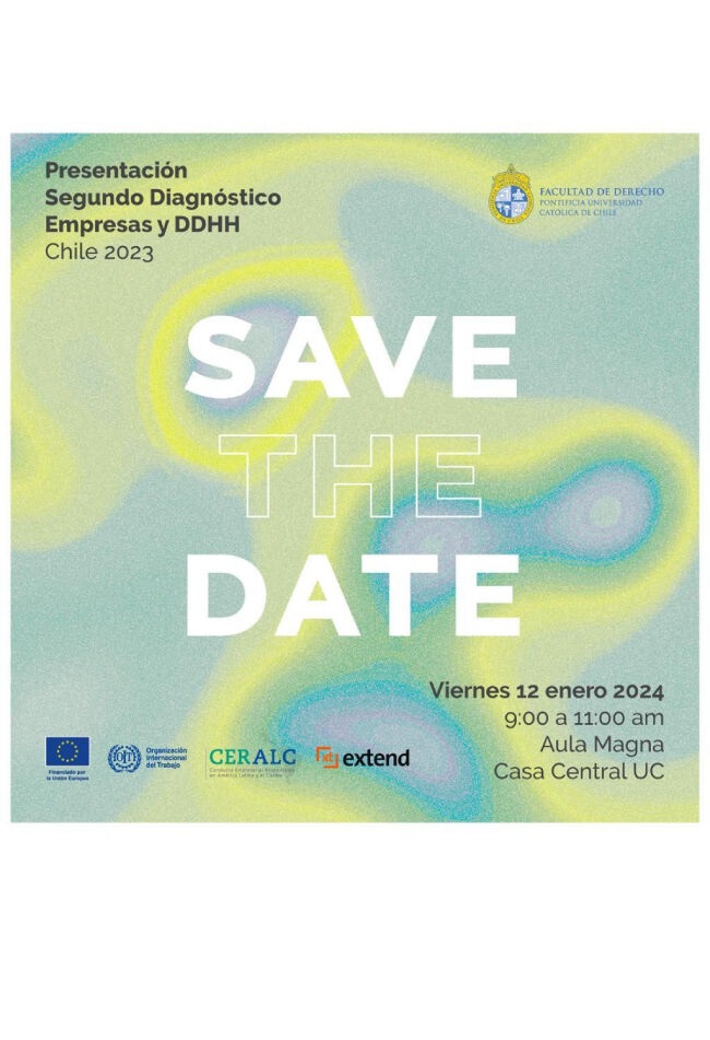 Inscripciones abiertas: Lanzamiento Segundo Diagnóstico Empresas y DDHH Chile 2023 UC/OIT - 12 de enero