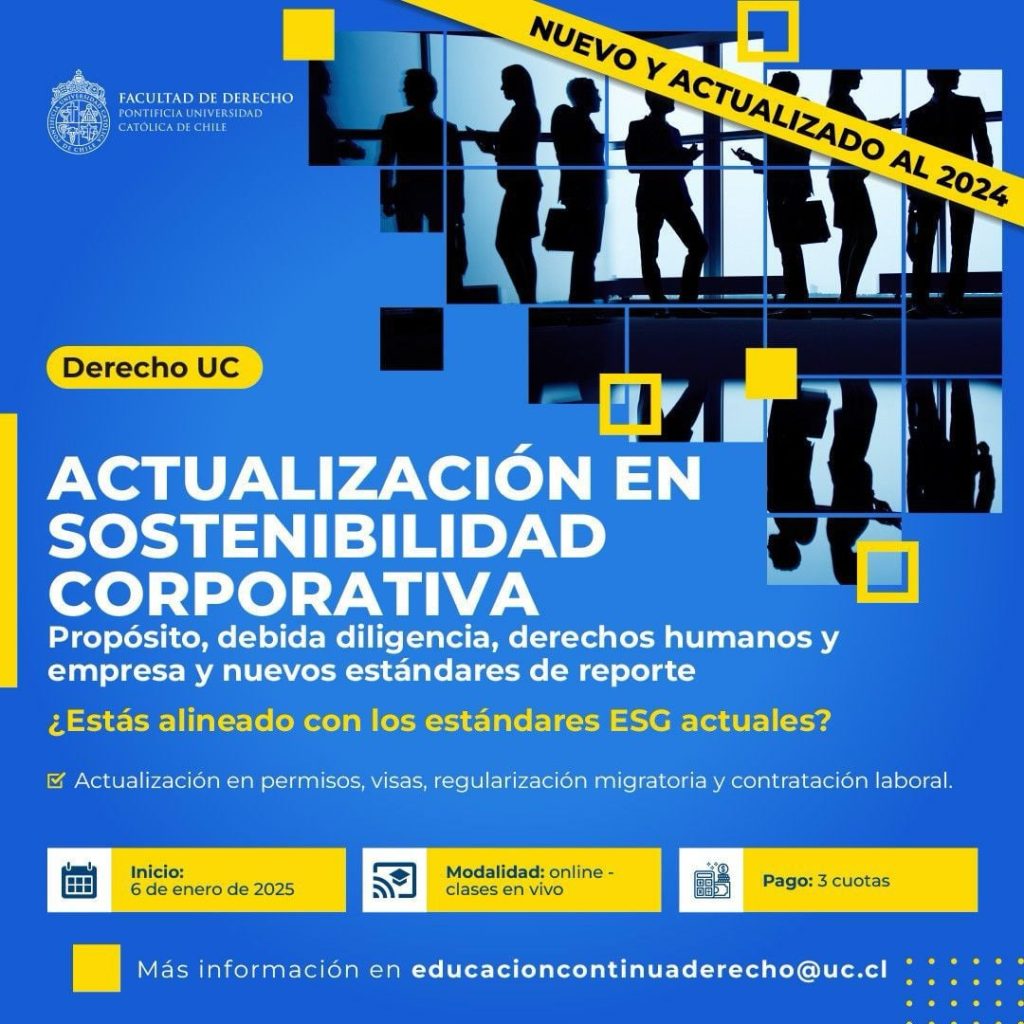 Lanzamiento del curso “Actualización en Sostenibilidad Corporativa: Propósito, Debida Diligencia, Derechos Humanos y Nuevos Estándares de Reporte"